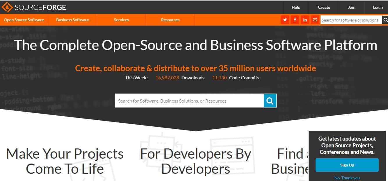 SourceForge δωρεάν εφαρμογές