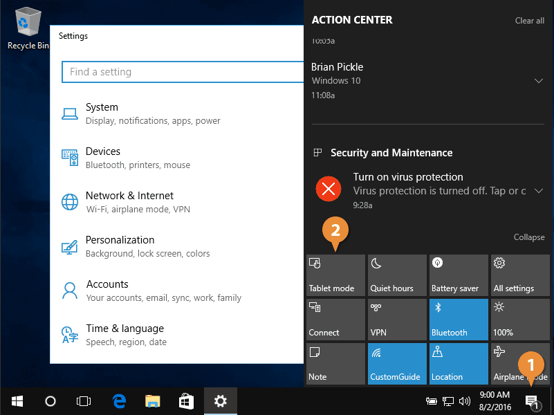 How to Tablet mode στα Windows 10 (σε υβριδικό PC)