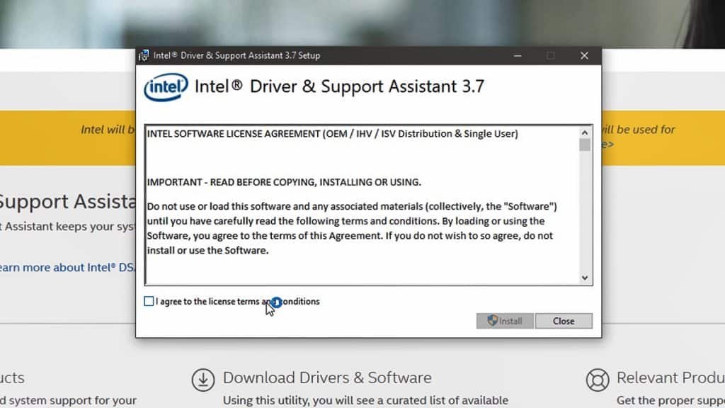 intel driver support assistant setup failed