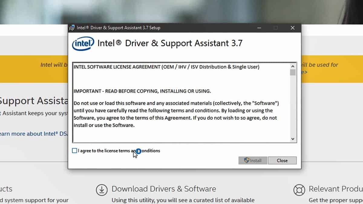 downloading Intel Driver & Support Assistant 23.4.39.9